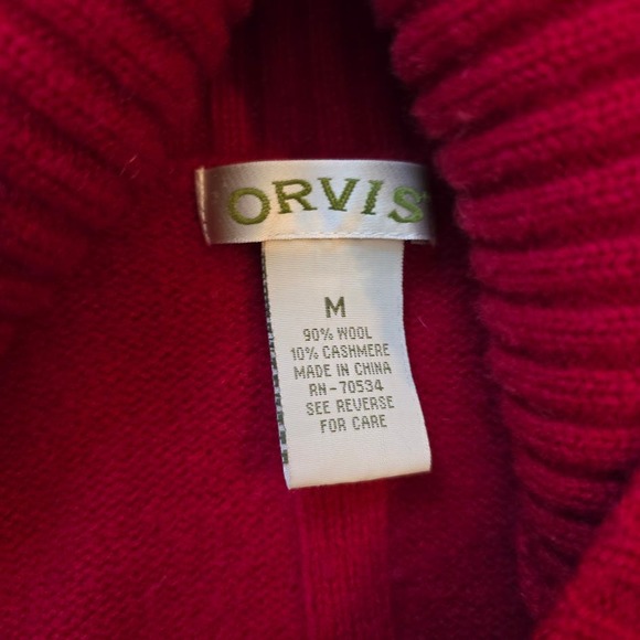 Orvis Long Sleeve Cardigan Sweater Women M Cashmere Wool Red Button Up Knitted - Picture 2 of 6